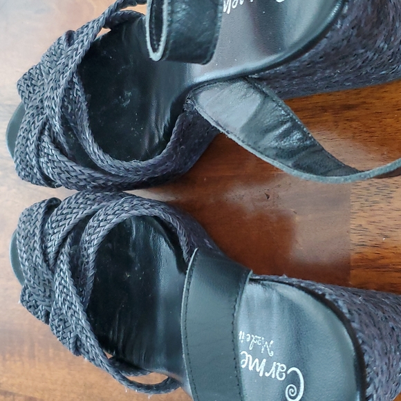 Carmen Saiz navy leather platform size 37 wedge sandals - Picture 7 of 8